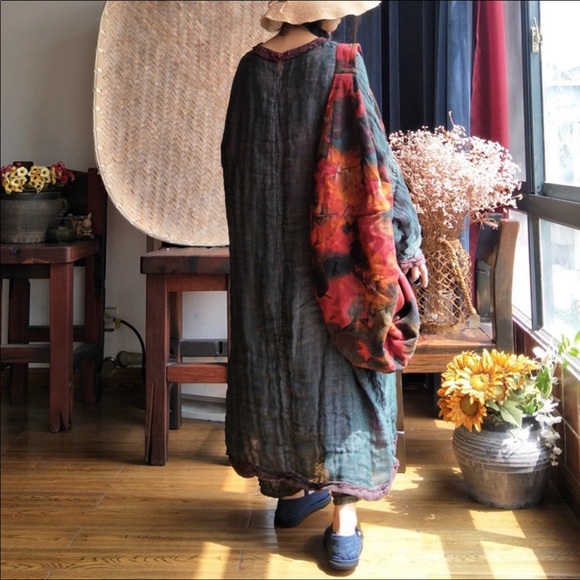 Bohemian oversized Linen dress - Picture 3 of 3